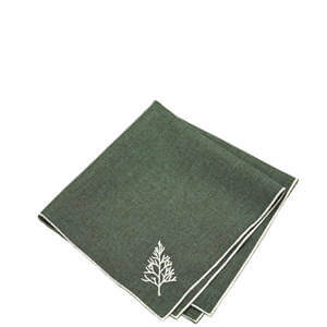 Walton & Co Set of 2 Green Embroidered Tree Napkins